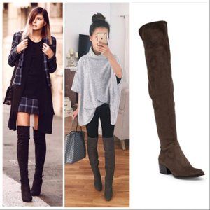 Kenneth Cole Over The Knee Brown Suede Boots